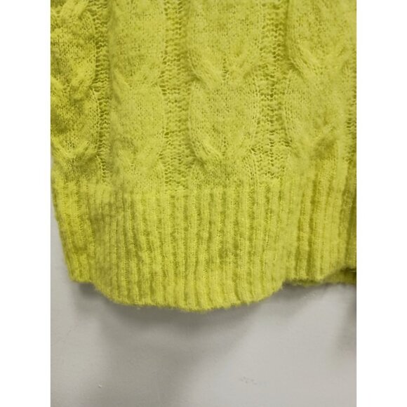 Evereve Womens Sweater Size XS Chartreuse Cable Knit Cozy Long Sleeve Pullover - Picture 8 of 13